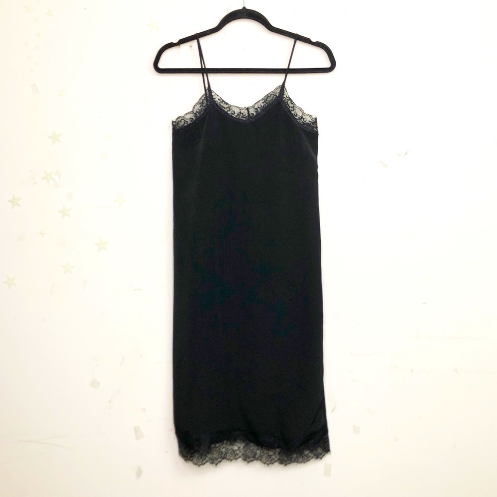 “Oh my love”black lace trim slip dress